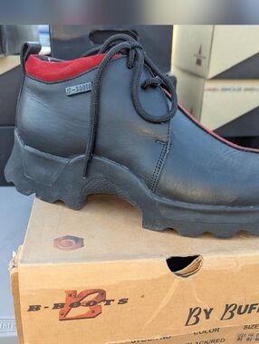 Vintage B-Boots By Buffalono, Sentinel Black Leather Boot, Mens 9.5, New